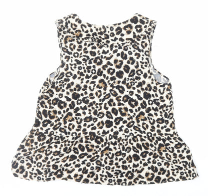 George Womens Brown Animal Print Viscose Basic Button-Up Size 14 Collared - Leopard Print