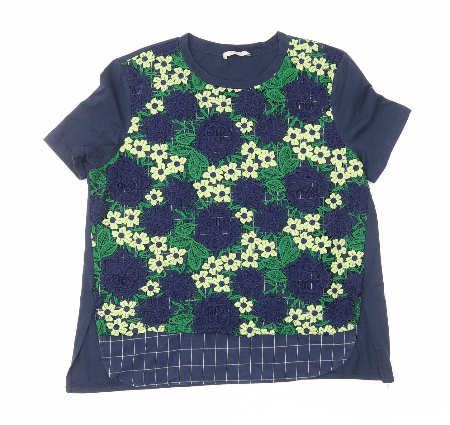 Womens UK Size M Zara Blue Basic T-Shirt