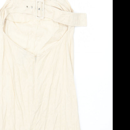ASOS Womens Ivory Linen Mini Size 6 Square Neck Zip