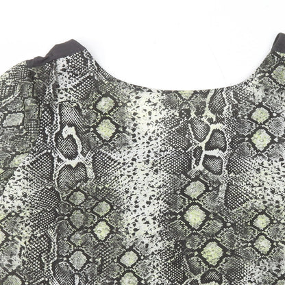 NEXT Womens Green Animal Print Viscose Basic T-Shirt Size 12 Scoop Neck - Snake Print