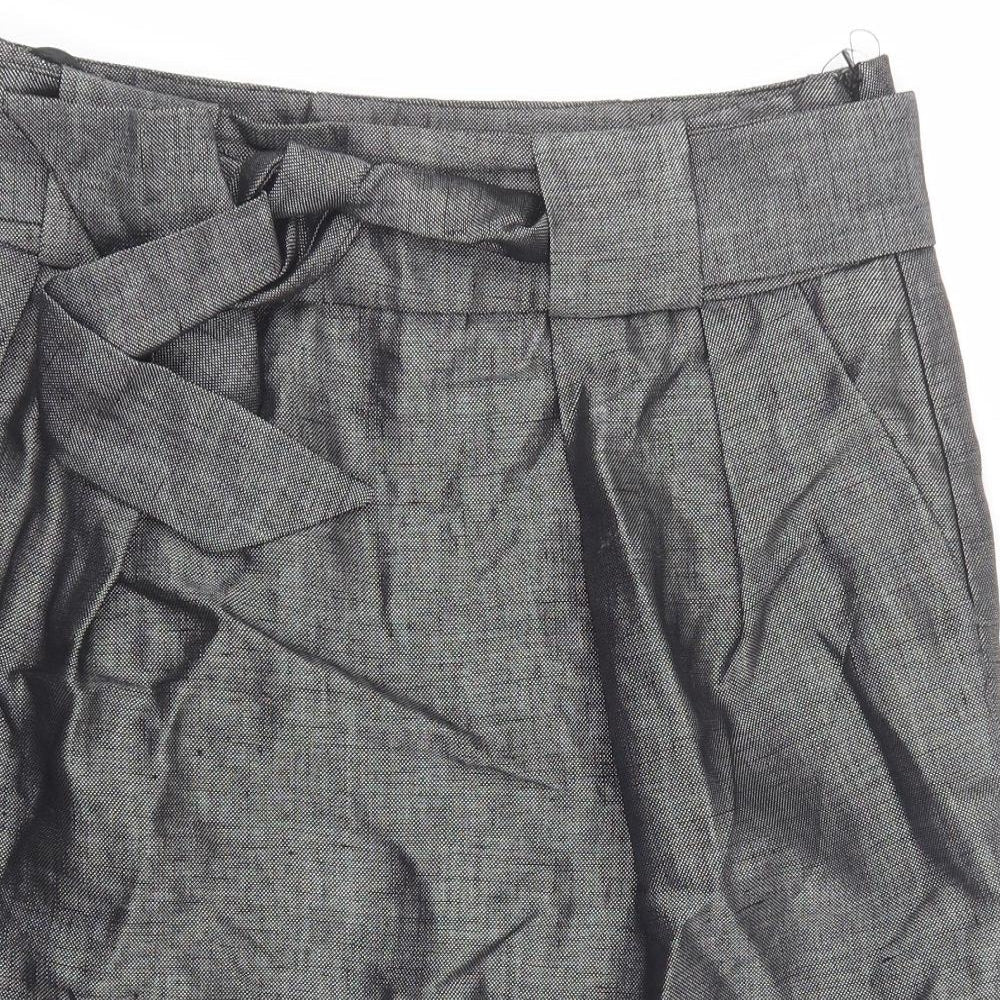 Principles Womens Grey Linen Straight & Pencil Skirt Size 10 Zip - Tie front