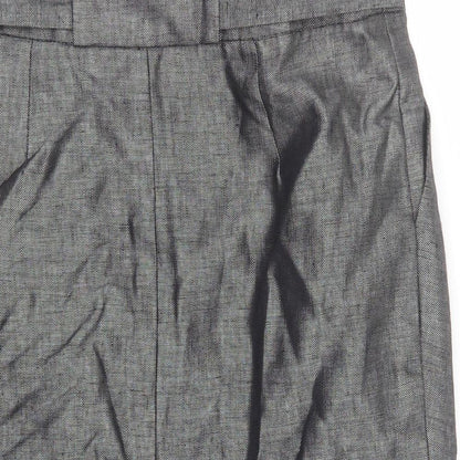 Principles Womens Grey Linen Straight & Pencil Skirt Size 10 Zip - Tie front