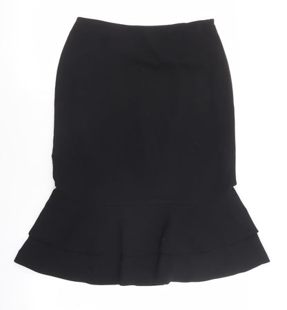 Precis Womens Black Polyester Flare Skirt Size 10 Zip