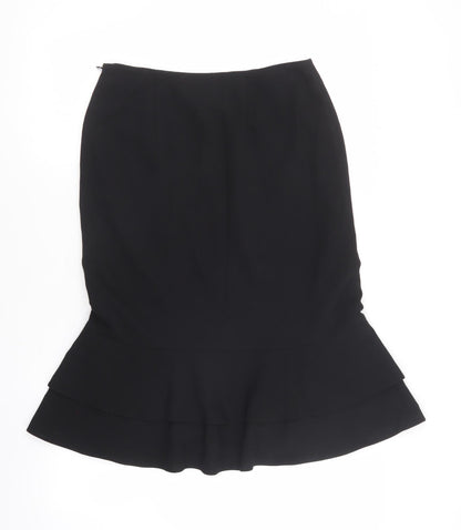 Precis Womens Black Polyester Flare Skirt Size 10 Zip
