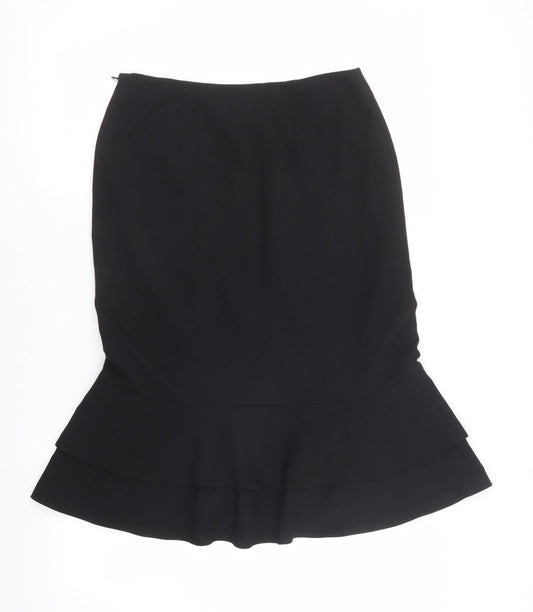 Precis Womens Black Polyester Flare Skirt Size 10 Zip