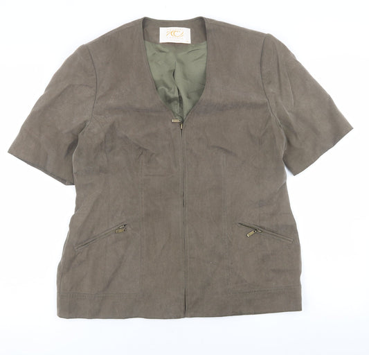 Country Casuals Womens Green Jacket Coat Size 12 Zip - Short sleeves
