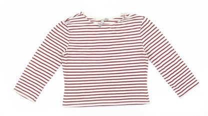 ASOS Womens Red Striped Cotton Basic T-Shirt Size 8 Round Neck