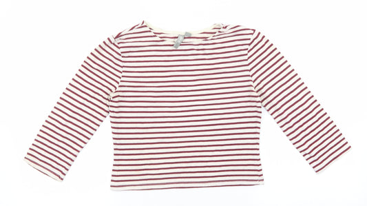 ASOS Womens Red Striped Cotton Basic T-Shirt Size 8 Round Neck