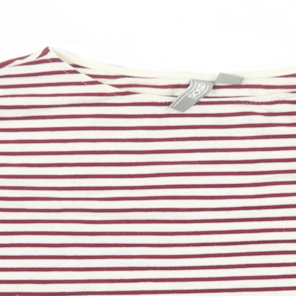 ASOS Womens Red Striped Cotton Basic T-Shirt Size 8 Round Neck