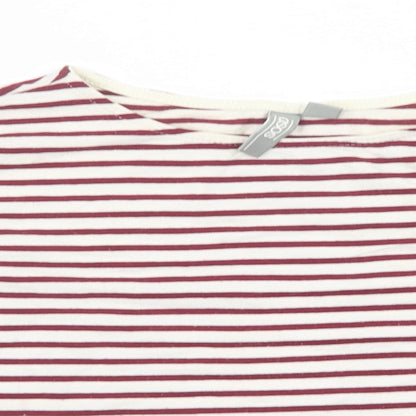ASOS Womens Red Striped Cotton Basic T-Shirt Size 8 Round Neck