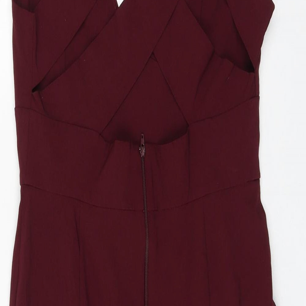 ASOS Womens Purple Viscose Pencil Dress Size 14 V-Neck Zip