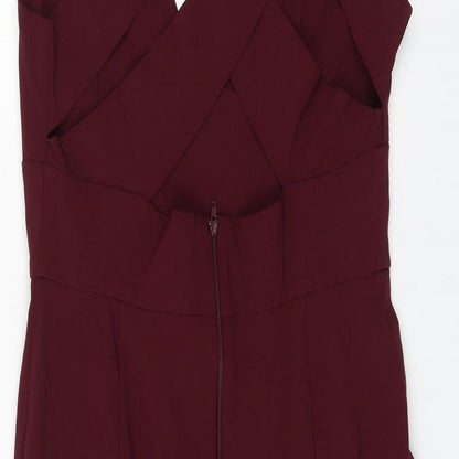 ASOS Womens Purple Viscose Pencil Dress Size 14 V-Neck Zip