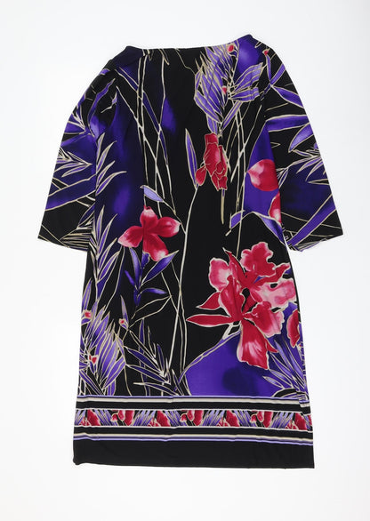 Nine West Womens Multicoloured Floral Polyester Shift Size 14 Boat Neck Pullover