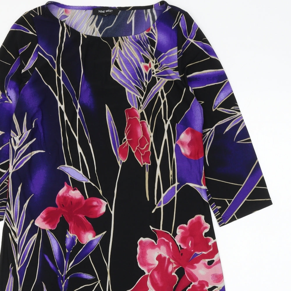 Nine West Womens Multicoloured Floral Polyester Shift Size 14 Boat Neck Pullover