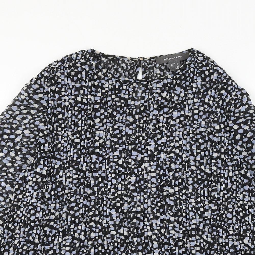 Primark Womens Multicoloured Geometric Polyester Basic Blouse Size 10 Round Neck