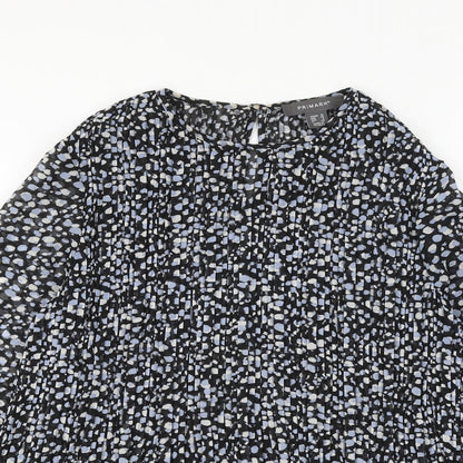 Primark Womens Multicoloured Geometric Polyester Basic Blouse Size 10 Round Neck