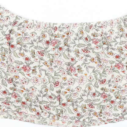 Matalan Womens Ivory Floral Viscose Cropped Blouse Size 14 Boat Neck