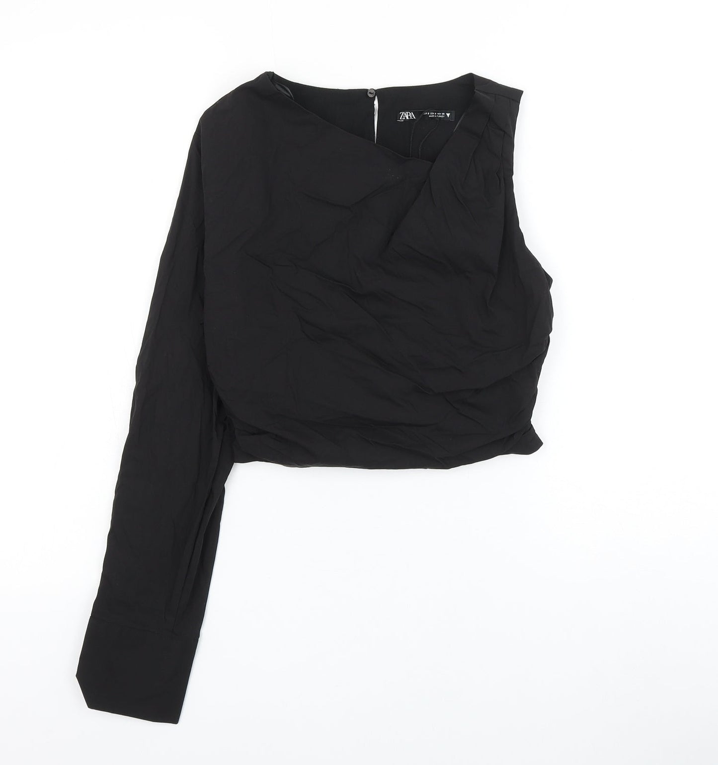 Womens UK Size S Zara Black Cropped Blouse