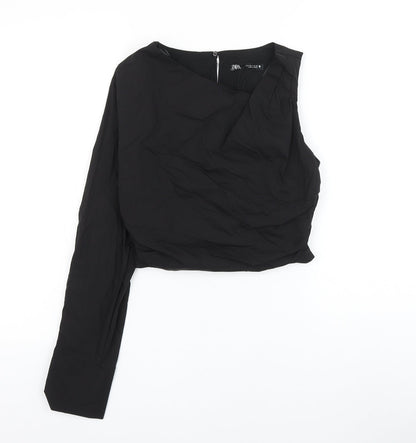 Womens UK Size S Zara Black Cropped Blouse