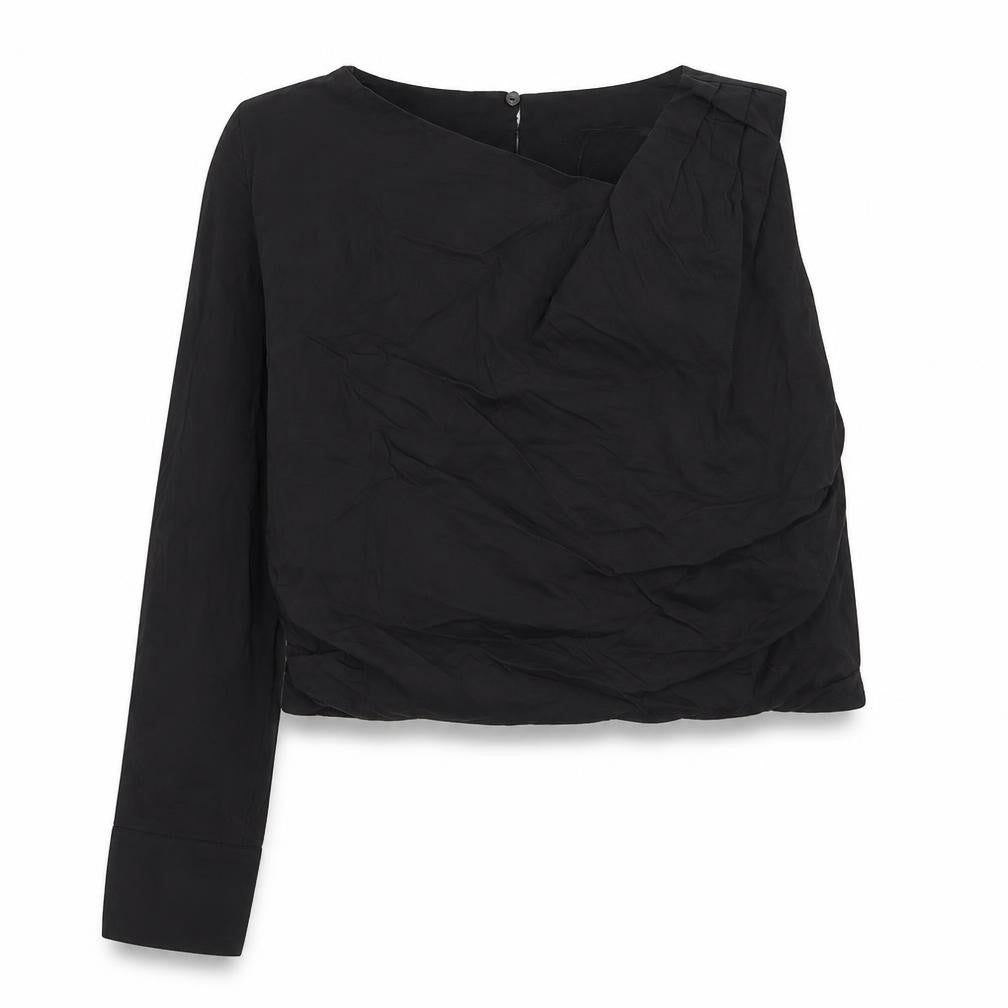 Womens UK Size S Zara Black Cropped Blouse