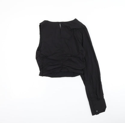 Womens UK Size S Zara Black Cropped Blouse