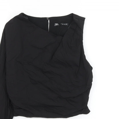 Womens UK Size S Zara Black Cropped Blouse