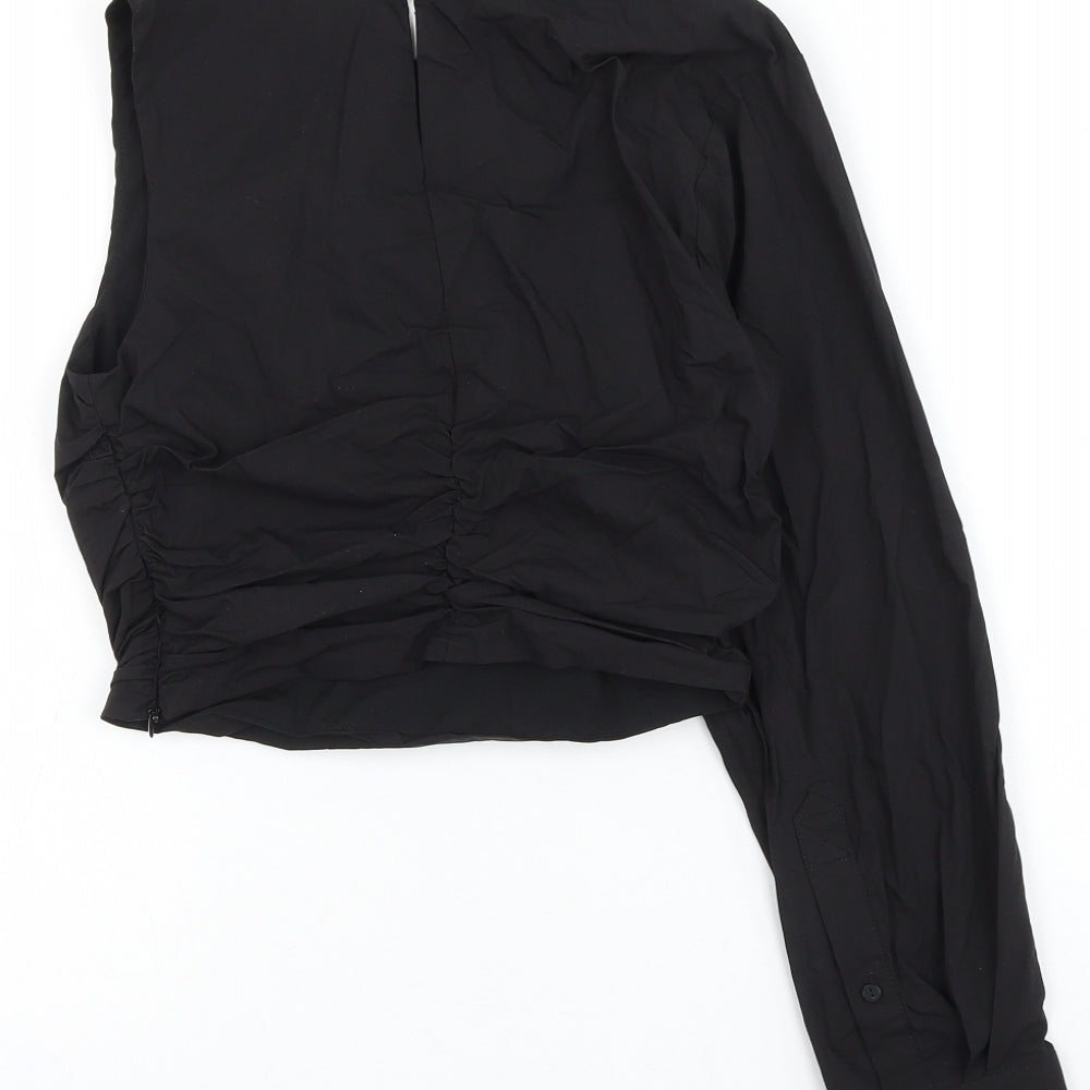 Womens UK Size S Zara Black Cropped Blouse