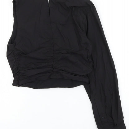 Womens UK Size S Zara Black Cropped Blouse