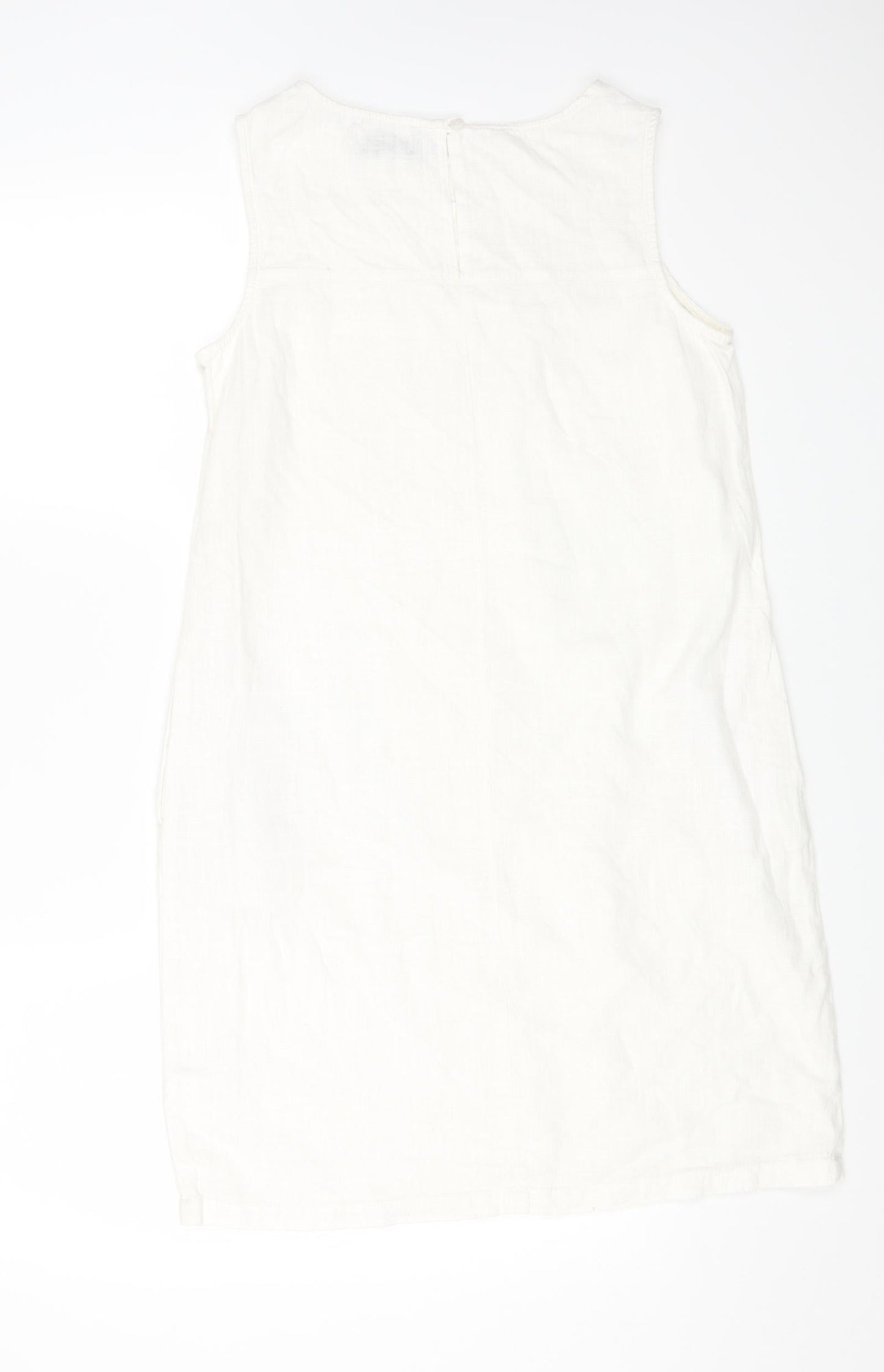 NEXT Womens White Viscose A-Line Size 8 Round Neck Button