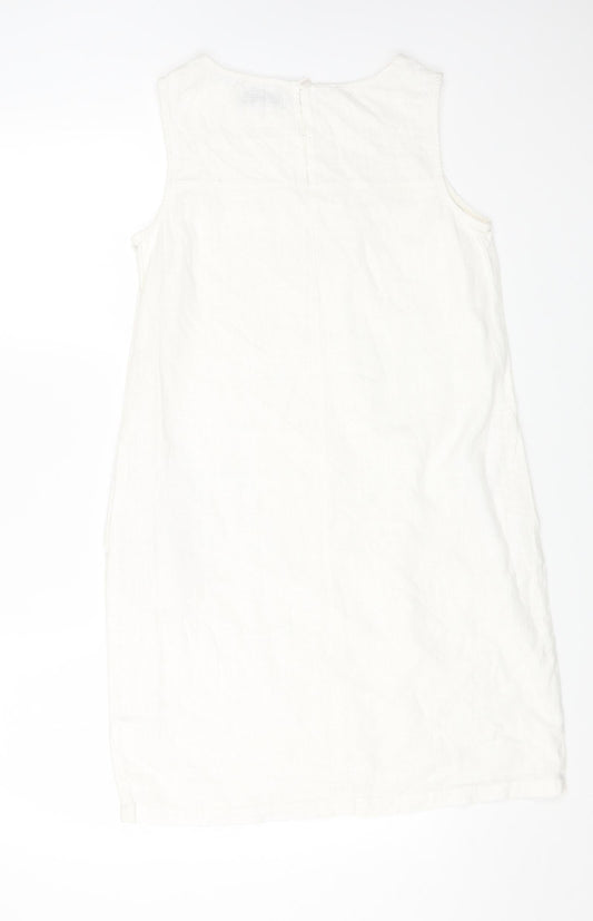 NEXT Womens White Viscose A-Line Size 8 Round Neck Button