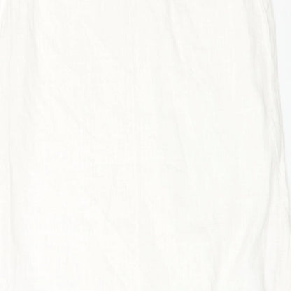 NEXT Womens White Viscose A-Line Size 8 Round Neck Button