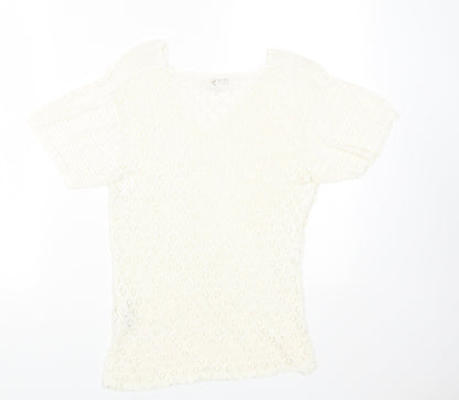 Lakeland Womens White Viscose Basic T-Shirt Size 16 V-Neck