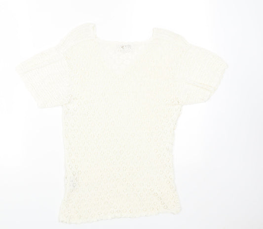 Lakeland Womens White Viscose Basic T-Shirt Size 16 V-Neck