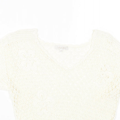 Lakeland Womens White Viscose Basic T-Shirt Size 16 V-Neck