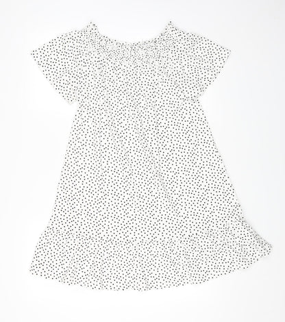 Roman Womens White Polka Dot Cotton A-Line Size 12 Off the Shoulder Pullover