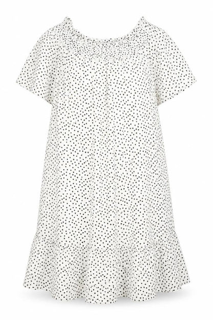 Roman Womens White Polka Dot Cotton A-Line Size 12 Off the Shoulder Pullover
