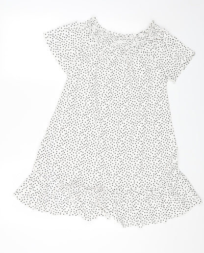 Roman Womens White Polka Dot Cotton A-Line Size 12 Off the Shoulder Pullover