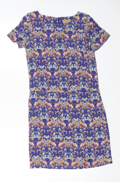 Kachel Womens Multicoloured Geometric Silk A-Line Size 6 Scoop Neck Zip