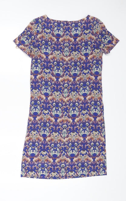 Kachel Womens Multicoloured Geometric Silk A-Line Size 6 Scoop Neck Zip