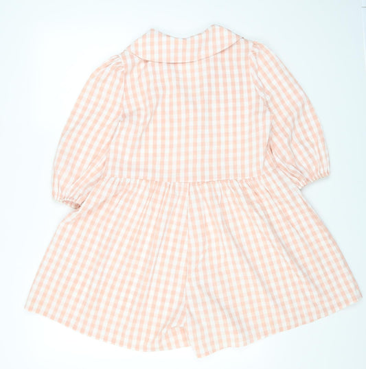 PRETTYLITTLETHING Womens Pink Gingham Polyester A-Line Size 6 Collared Button