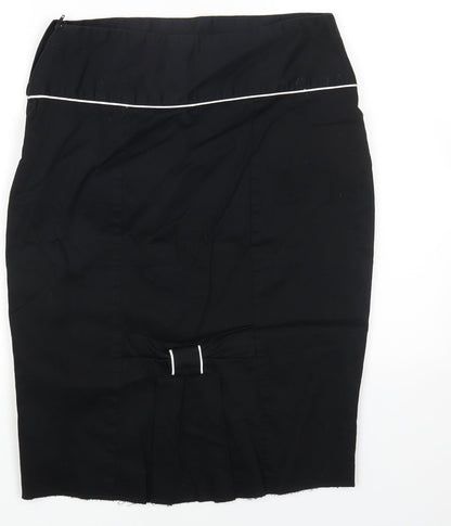 Primark Womens Black Cotton A-Line Skirt Size 12 Zip