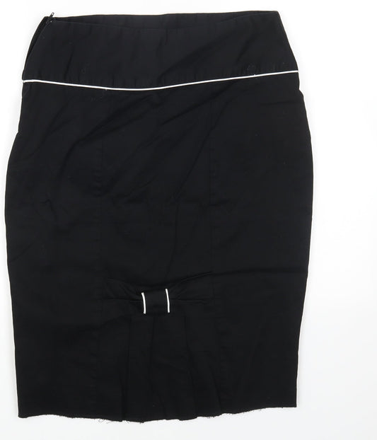 Primark Womens Black Cotton A-Line Skirt Size 12 Zip