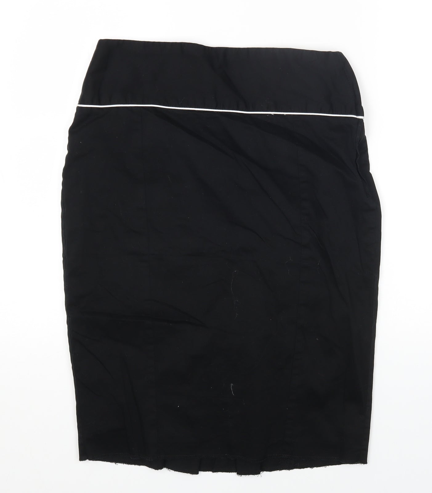 Primark Womens Black Cotton A-Line Skirt Size 12 Zip