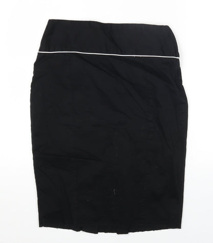 Primark Womens Black Cotton A-Line Skirt Size 12 Zip