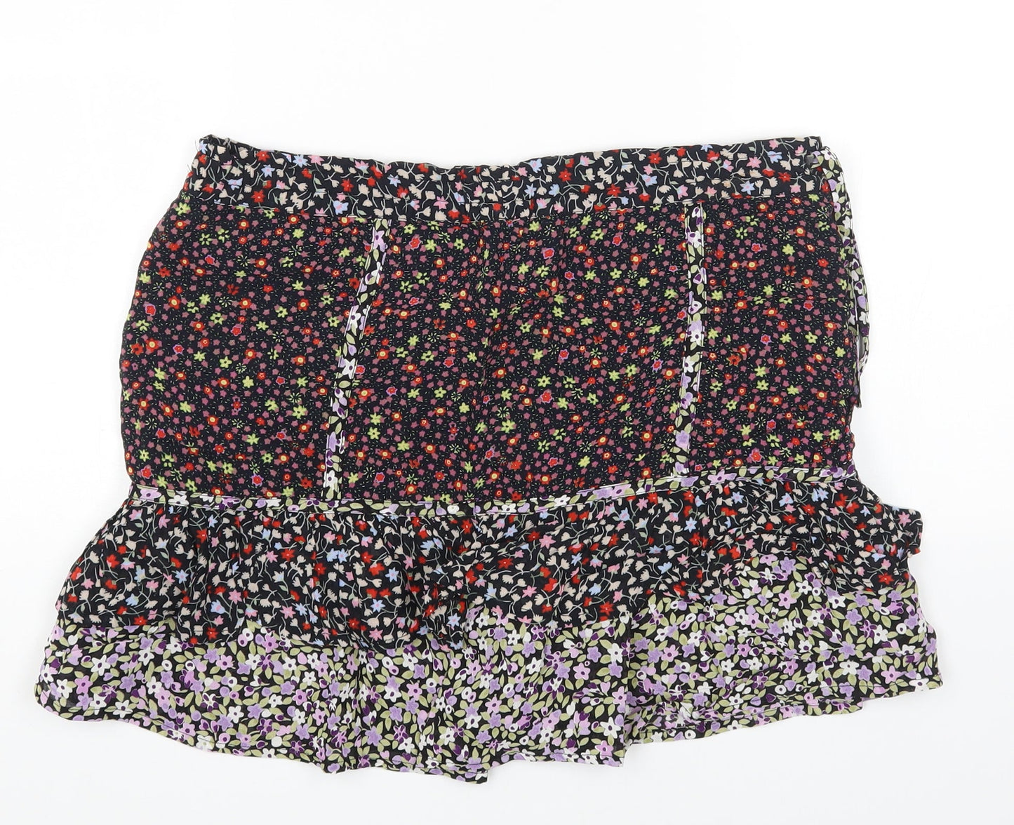 Limited Collection Womens Multicoloured Floral Polyester Mini Skirt Size 8 Drawstring