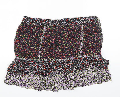 Limited Collection Womens Multicoloured Floral Polyester Mini Skirt Size 8 Drawstring