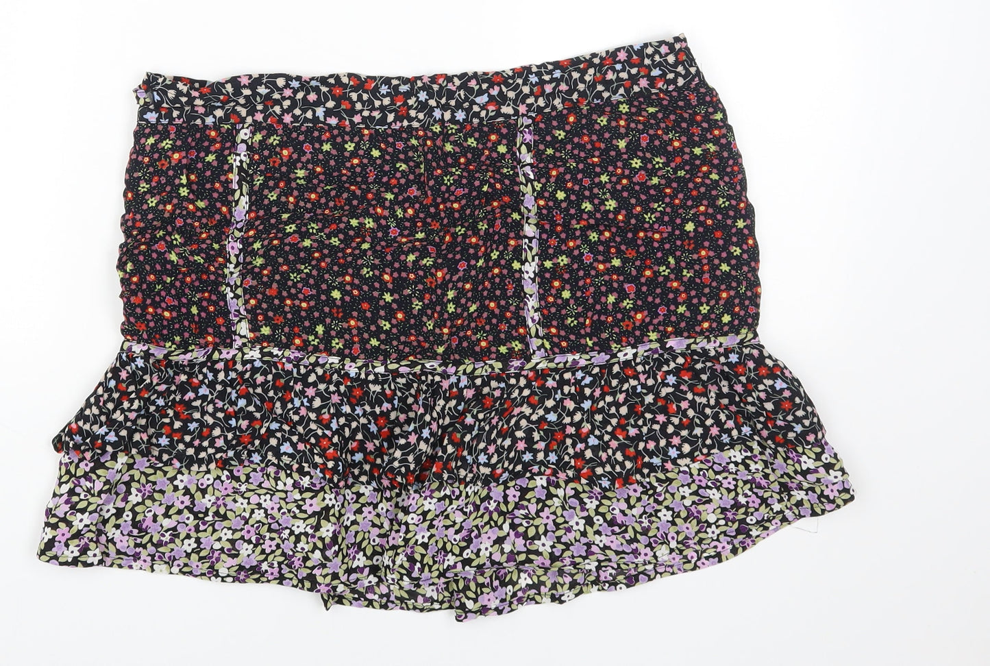 Limited Collection Womens Multicoloured Floral Polyester Mini Skirt Size 8 Drawstring