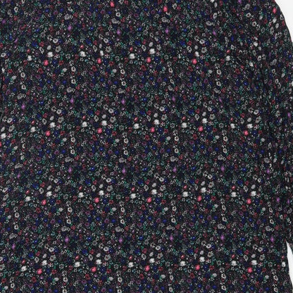 Marks and Spencer Womens Multicoloured Floral Polyester A-Line Size 12 Round Neck Button