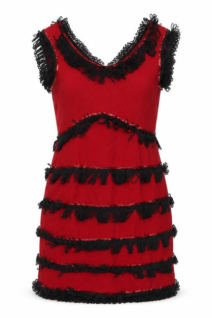 Annie Brooks Womens Red Polyester Mini Size 8 V-Neck Zip