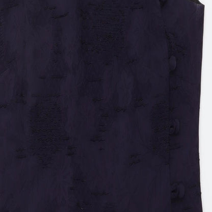 Kaliko Womens Purple Floral Polyester A-Line Size 14 Mock Neck Button